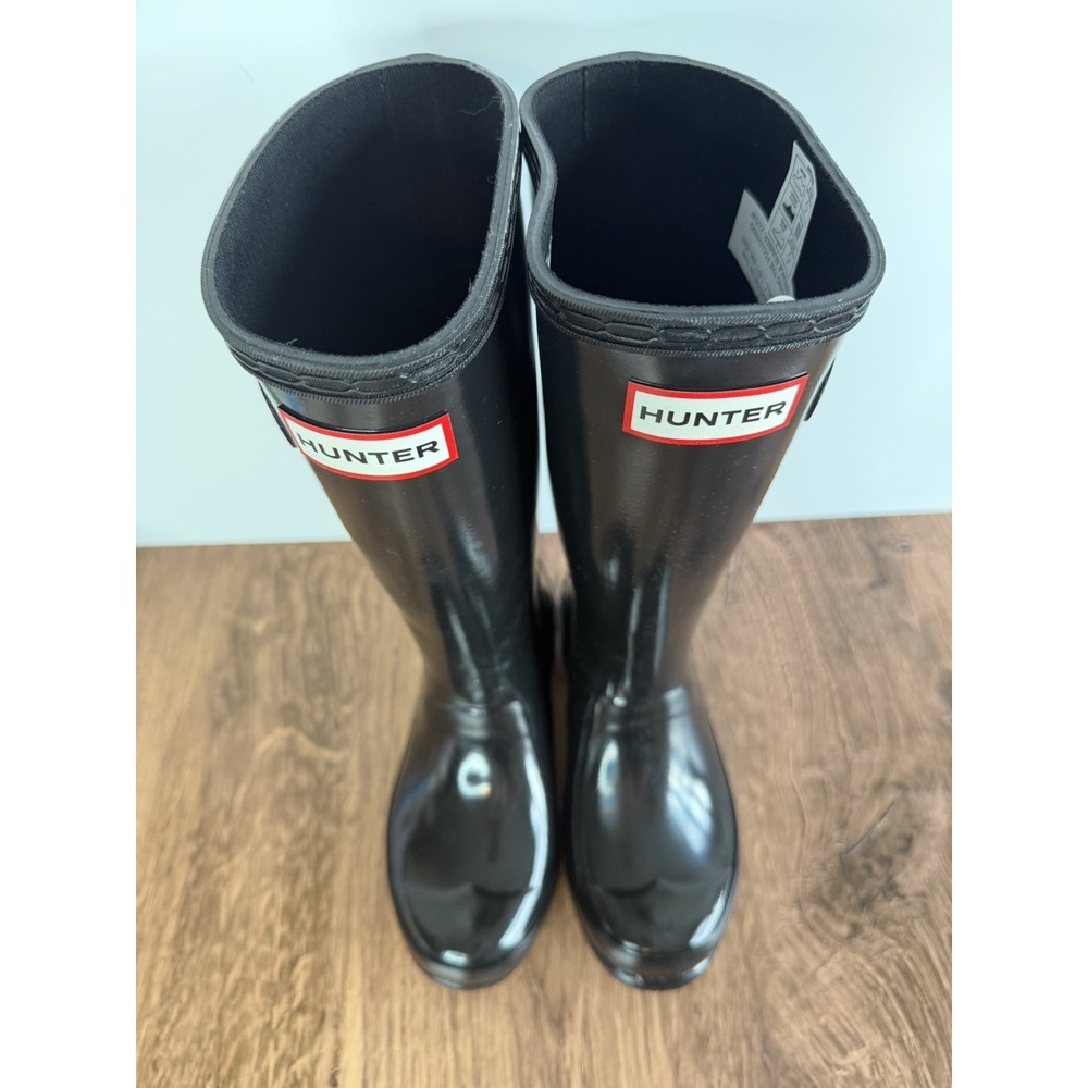 Hunter Original Kids Gloss Black Boot NIB Girl Size 2/ Boy Size 1 - Picture 4 of 13